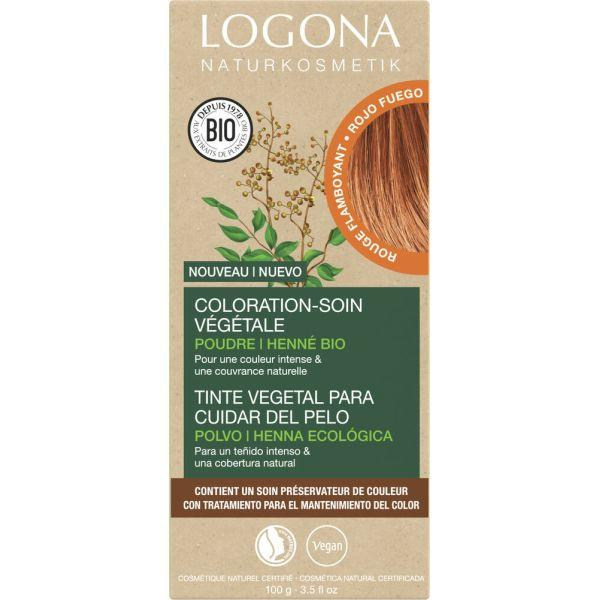 Soin colorant Bio 100 % végétal  - Rouge Flamboyant - 100 gr - Logona