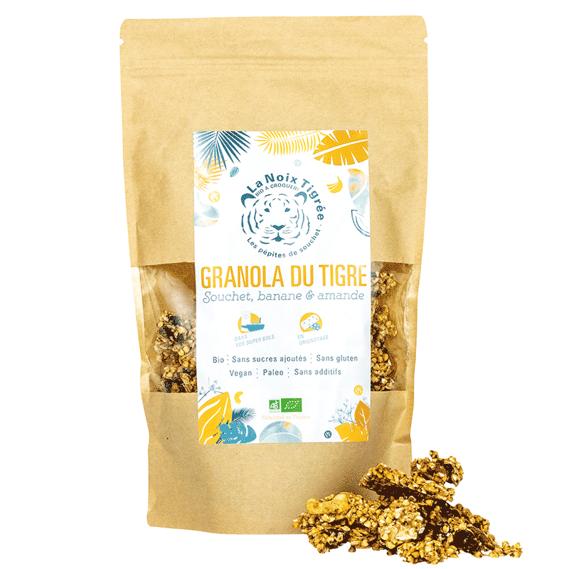 Granola du Tigre bio: souchet, banane & amande Bio -  250gr sachet