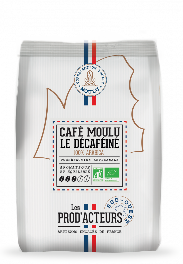 Café Décaféiné Pur Arabica Bio moulu 500g Les Prod'Acteurs