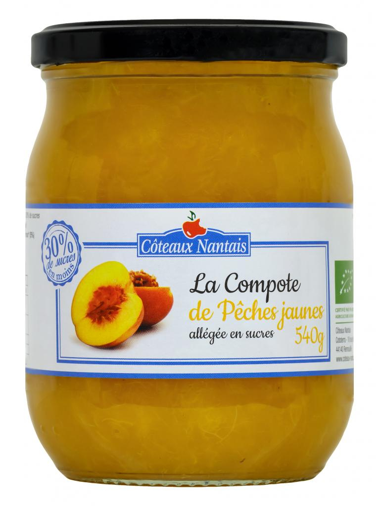 compote allégée en sucres pêches jaunes 540g 