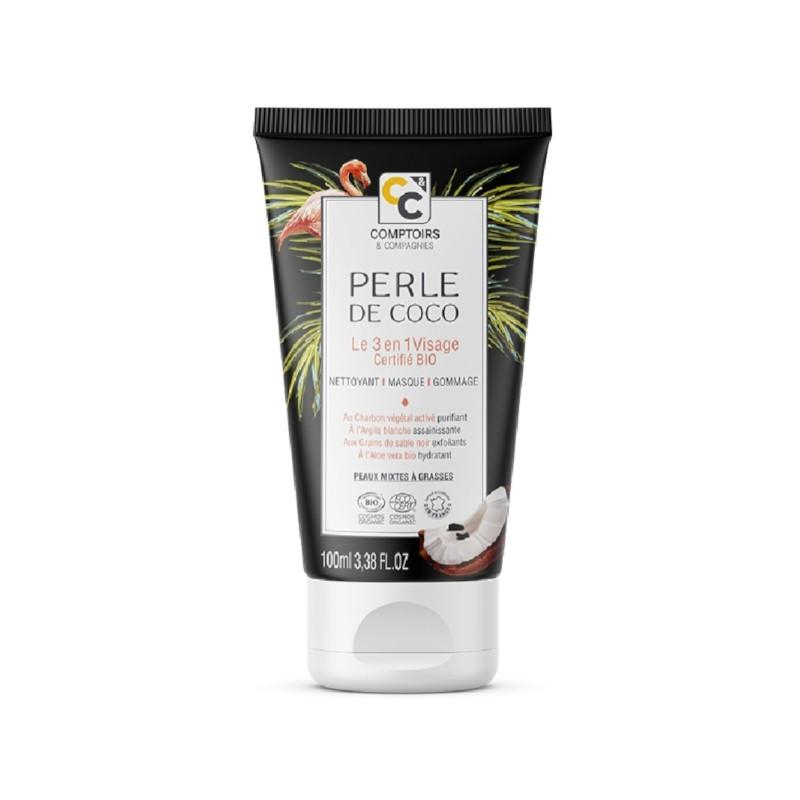 Perle de Coco, le 3-en-1 Visage au Charbon Végétal Actif - Comptoirs et Compagnies