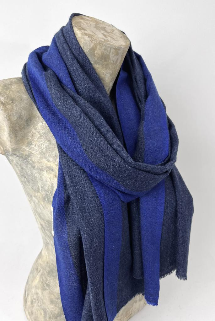 Écharpe Châle En Cachemire 100% – Bleu Marine – Femme (et Unisexe) – Top Qualité – Neuve Avec étiquettes