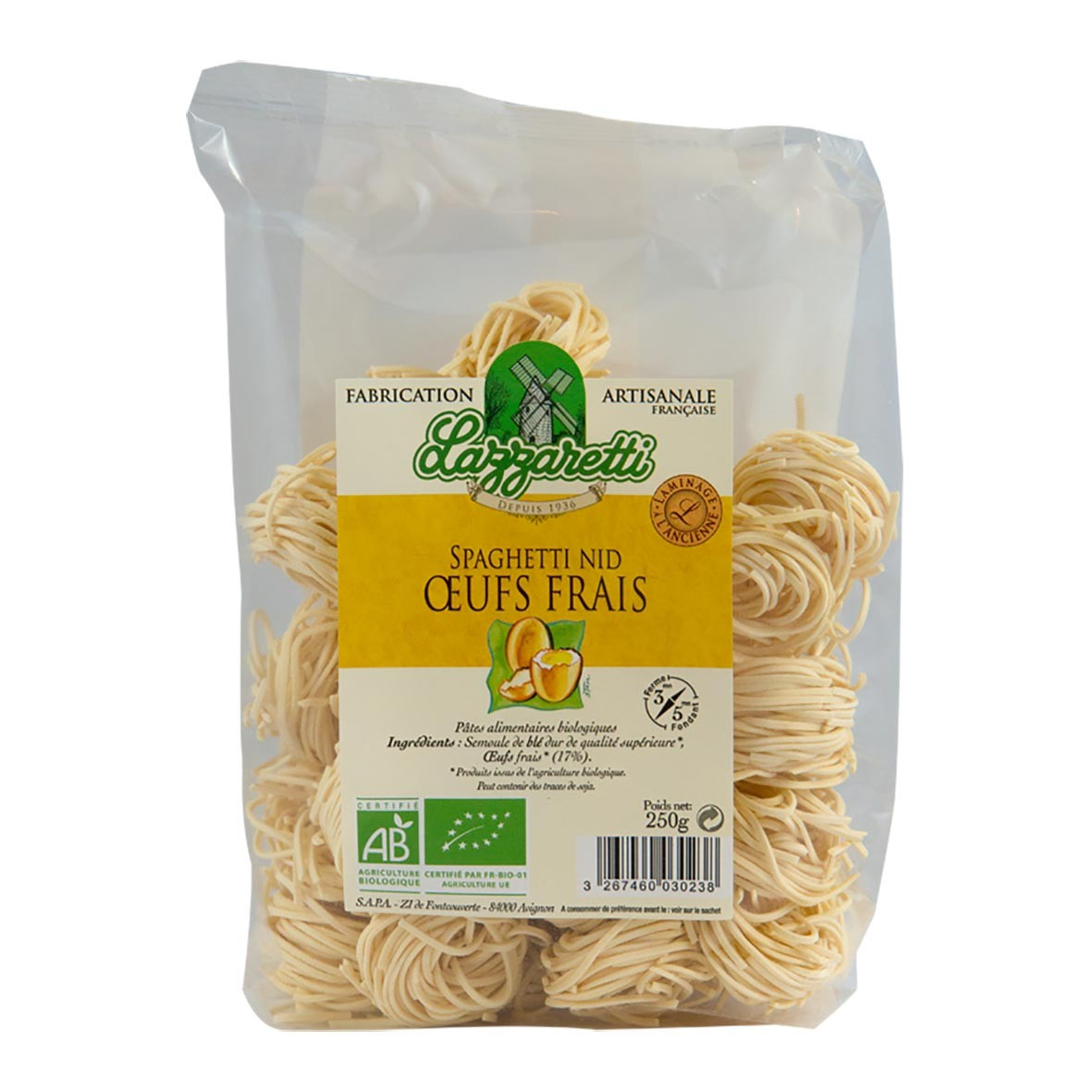 Spaghettis nids aux oeufs 250g bio - Lazzaretti