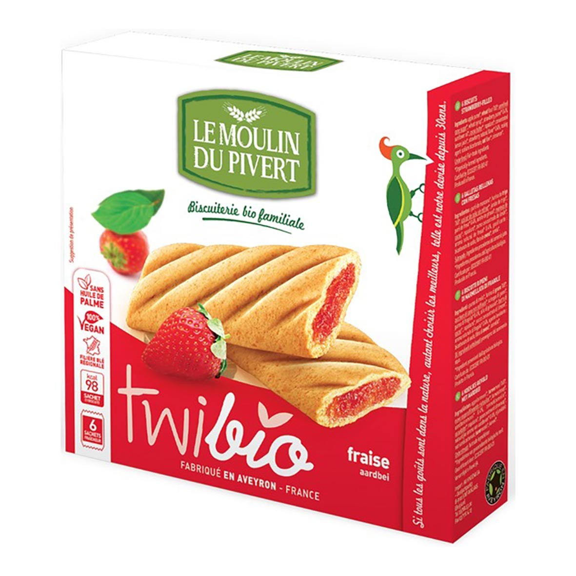 Biscuits Twibio fourrés à la fraise bio & vegan