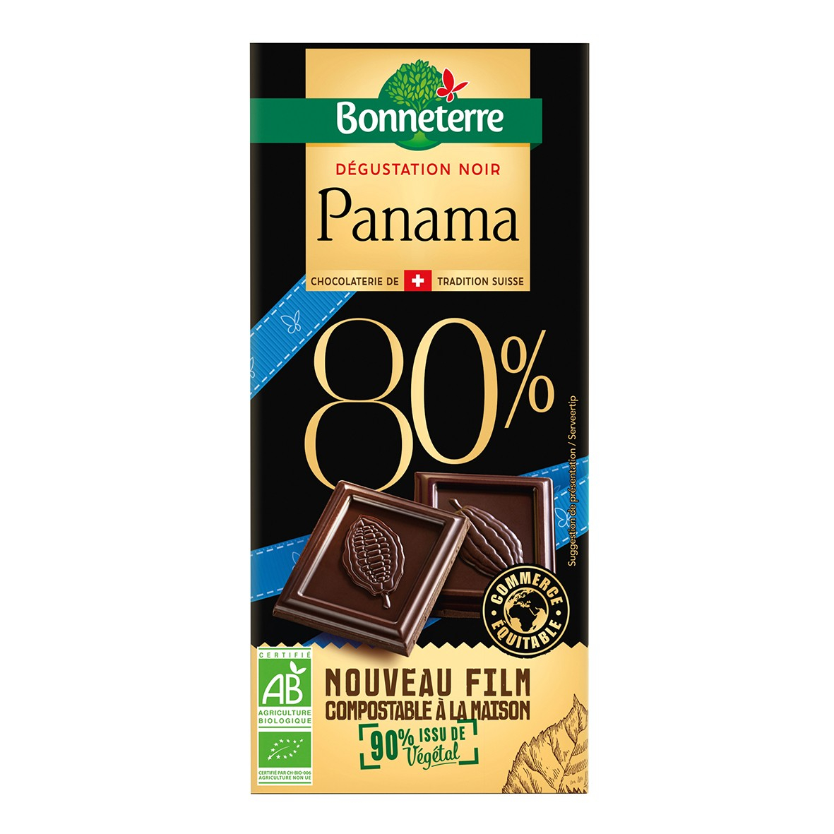 Chocolat dégustation noir Panama 80% 80g bio - Bonneterre