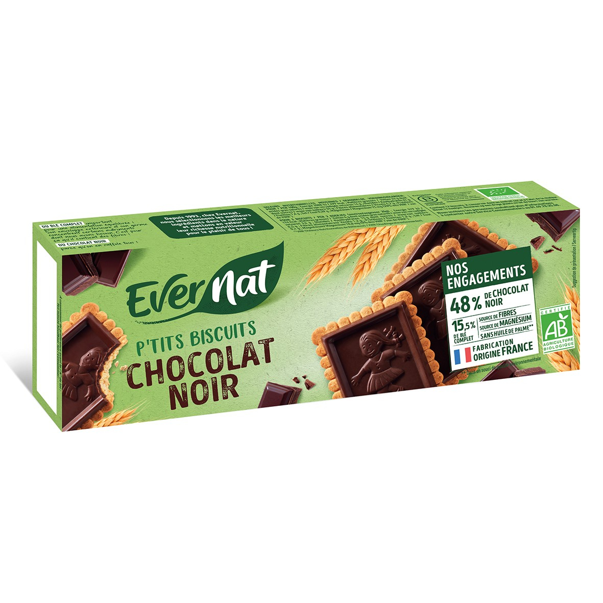 P'tits biscuits chocolat noir 150g bio - Evernat