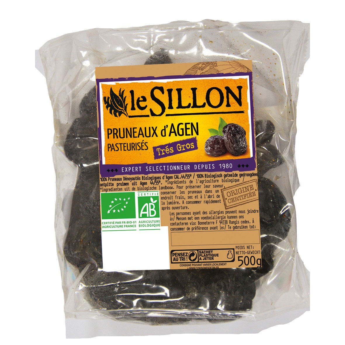 Pruneaux d'Agen 33/44 500g bio - Le Sillon