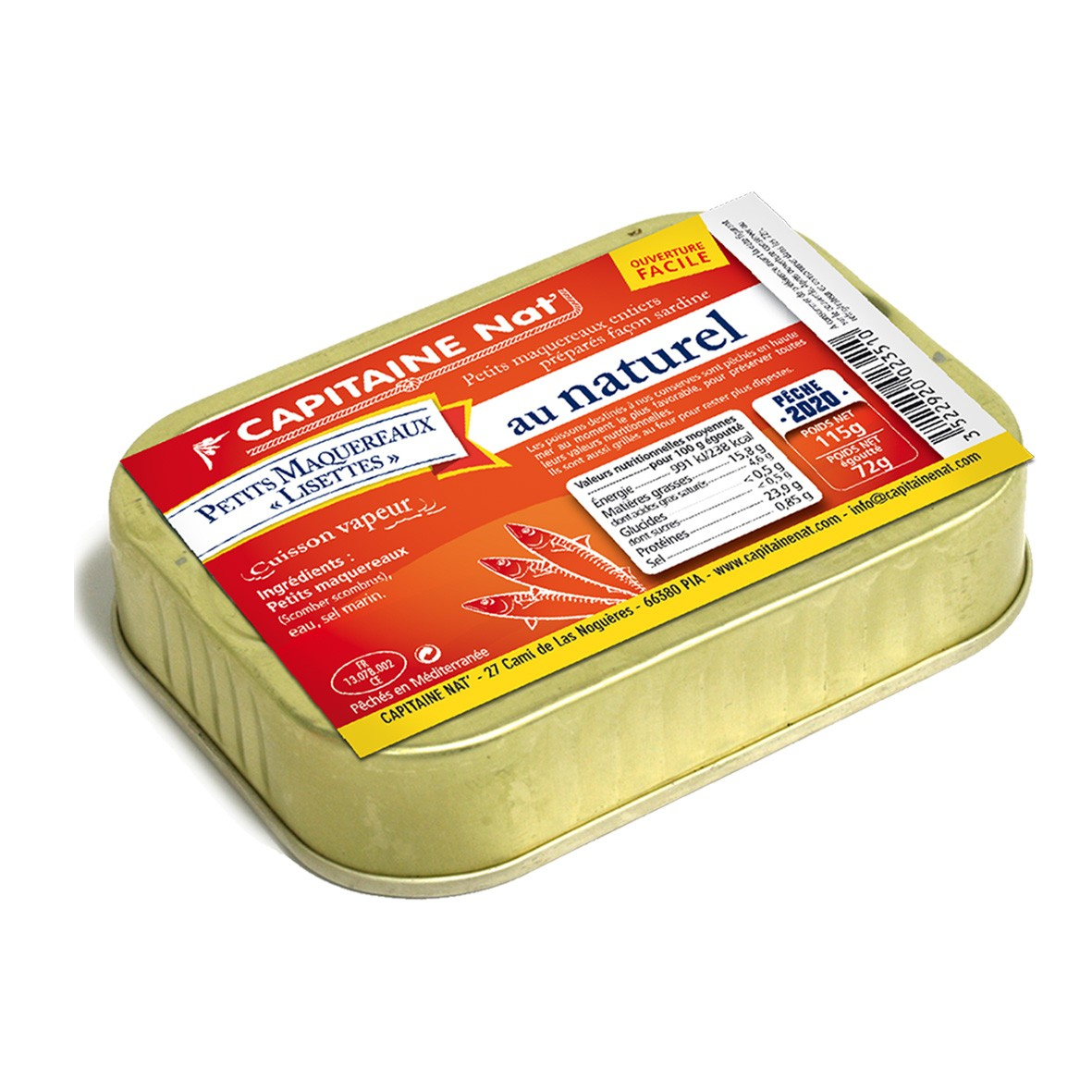 Petits maquereaux lisettes au naturel collector 115g bio