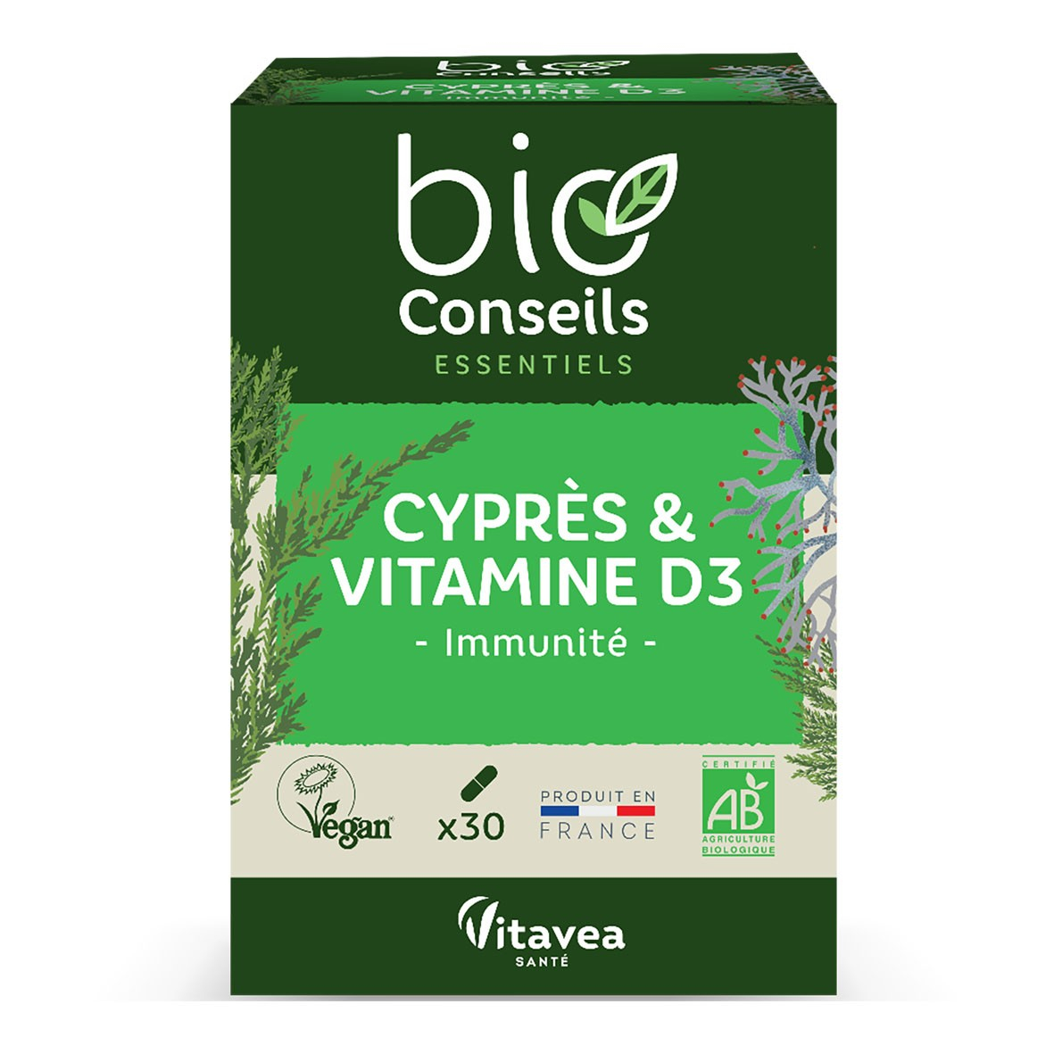Cyprès Vitamine D3 30 gélules Bio - BioConseils