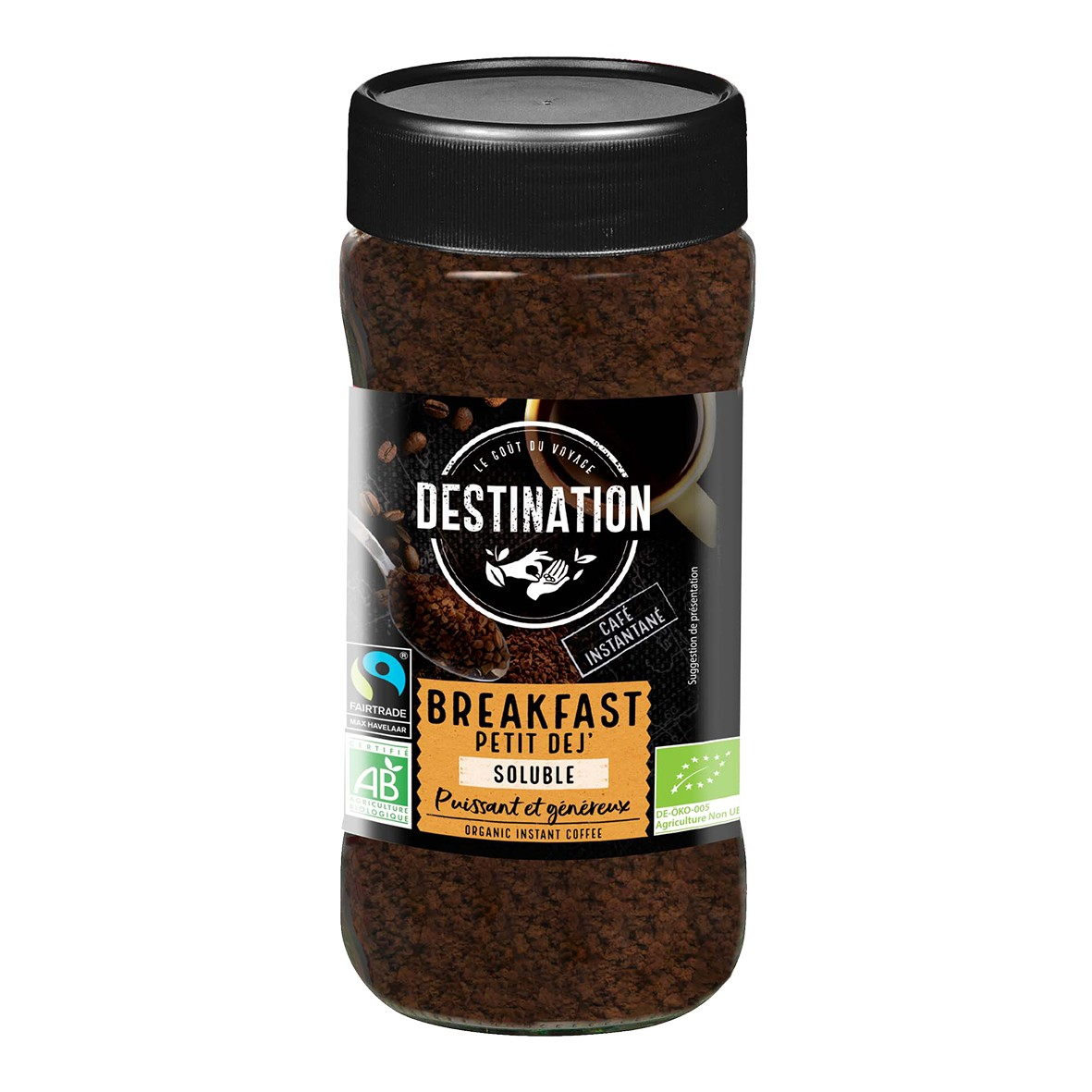 Café instantane lyophilise petit dejeuner 100g Bio - Destination