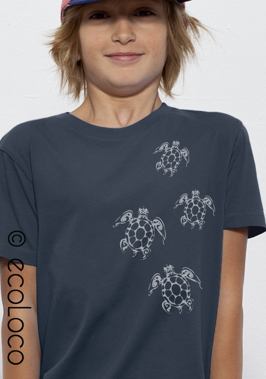 T-shirt bio TORTUES MAORI modal imprimé en France artisan vegan fairwear Vêtements Vêtements femme Hauts et t-shirts T-shirts 