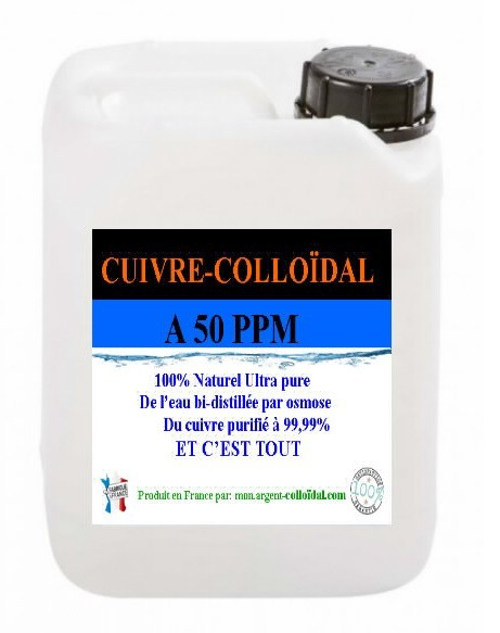 Cuivre colloïdal à 50 ppm bidon de 10 Litres (avec ou sans robinet)