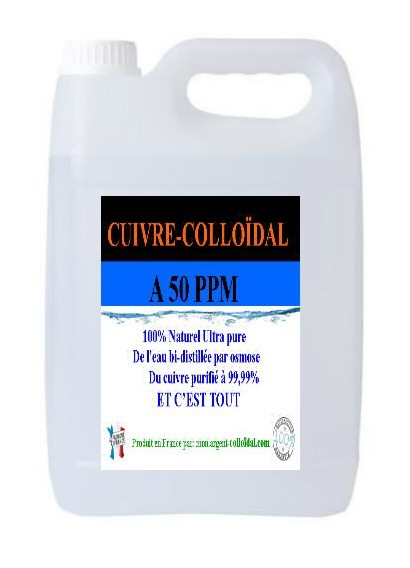 Cuivre colloïdal à 50 PPM Bidon de 5 Litres avec robinet