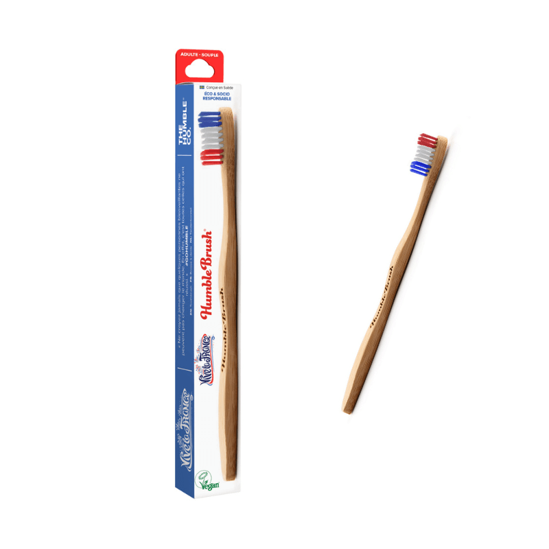 Brosse à dents Bleu Blanc Rouge en bambou - THE HUMBLE CO.