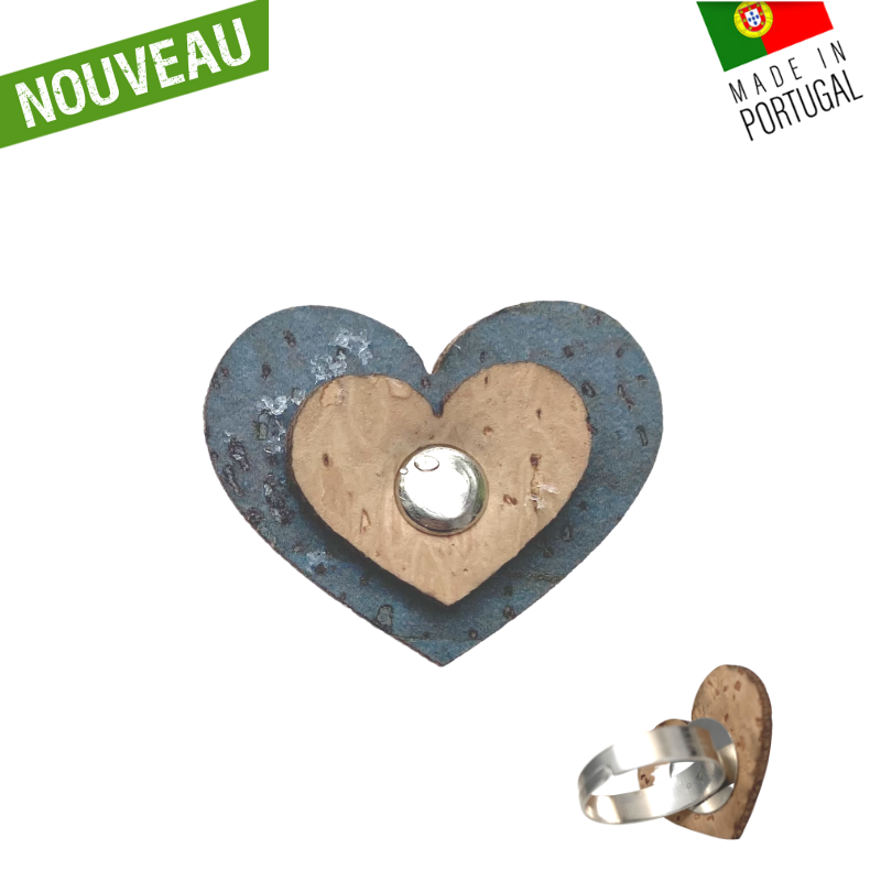 Bague en liège "Mon Amour" Version Bleu