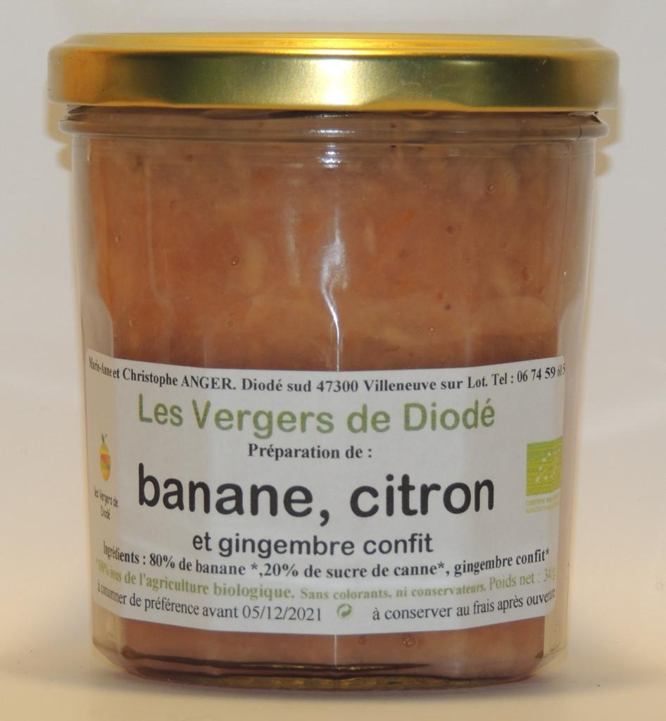 banane,citron,gingembre confit et sucre de canne