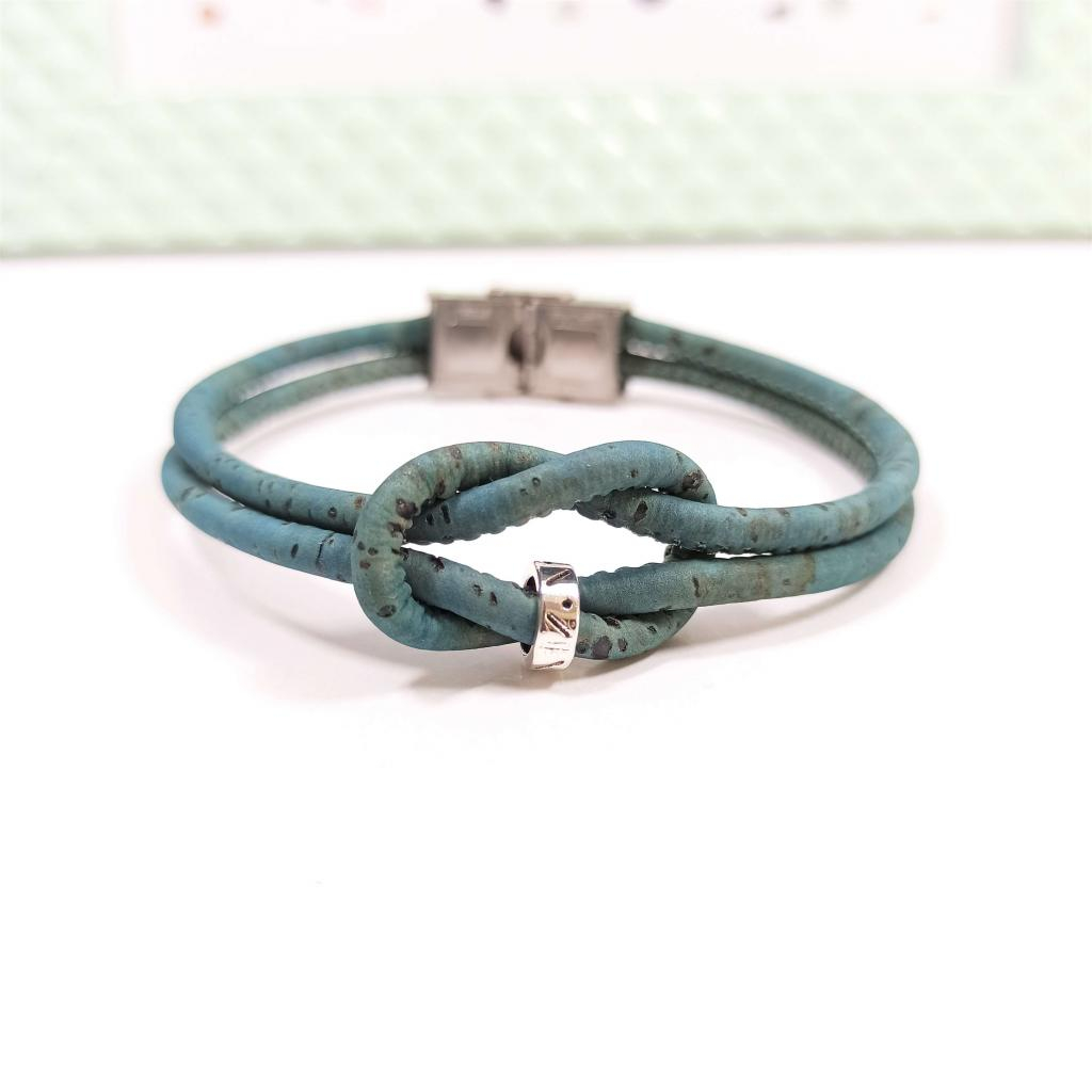 Bracelet en liège bleu-gris Axelle