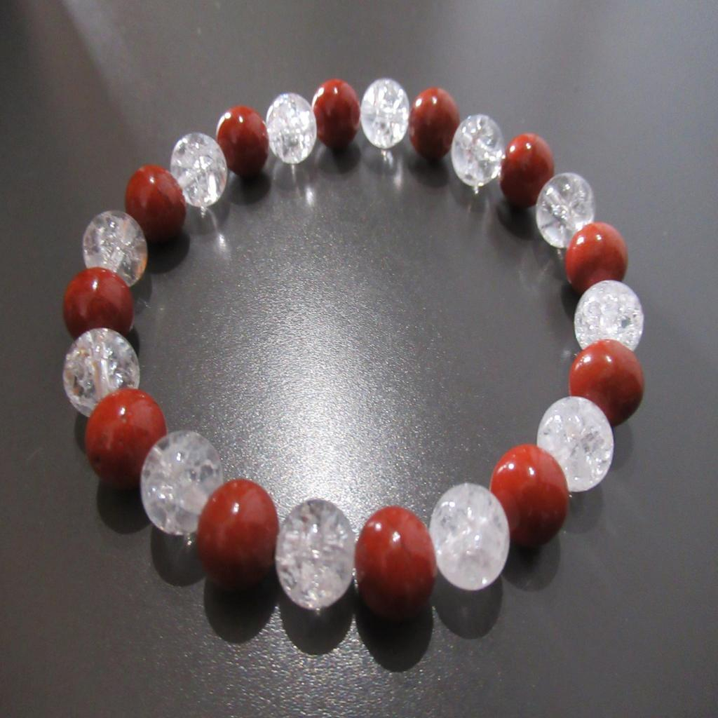 Bracelet en jaspe rouge et cristal de roche
