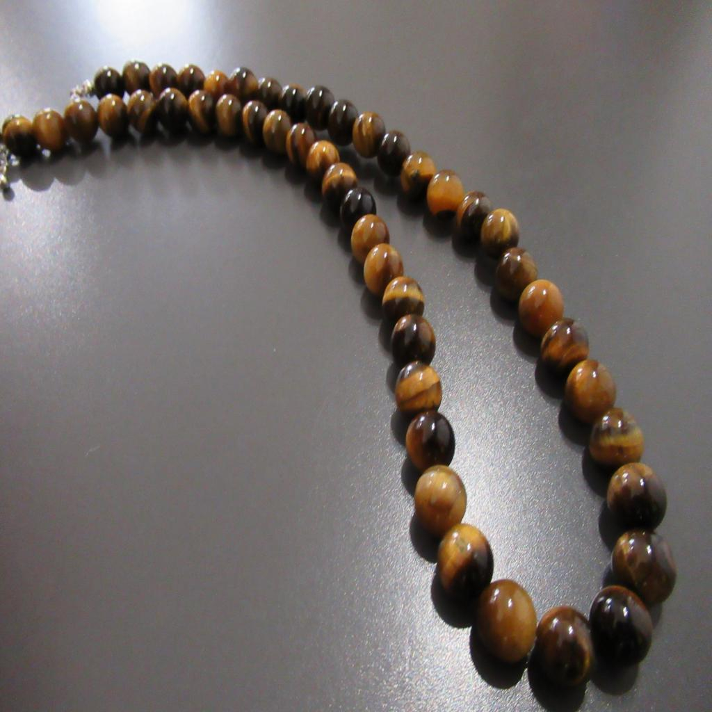 Collier en oeil du tigre jaune 8mm