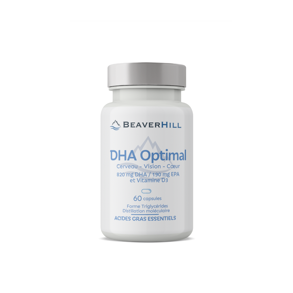Oméga 3 DHA Optimal - 820 mg DHA/190 mg EPA et Vitamine D3