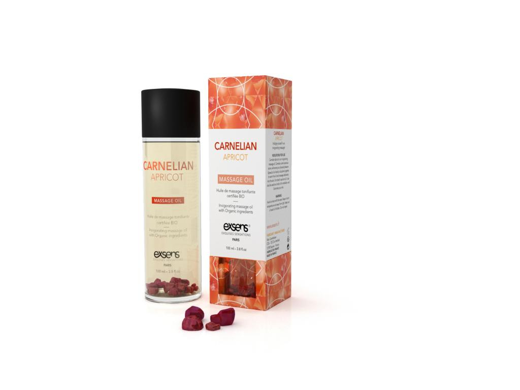 CARNELIAN APRICOT - Huile de massage tonifiante certifiée bio avec pierres semi-précieuses. - 100ml