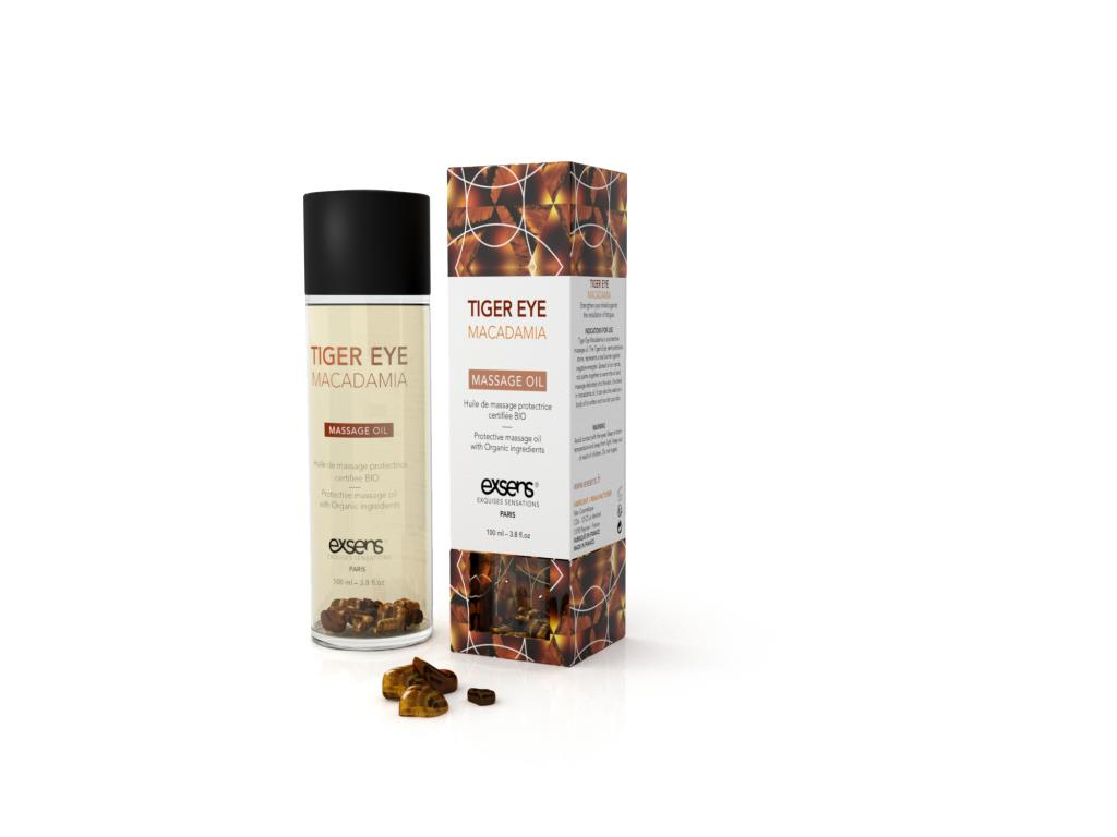 TIGER EYE MACADAMIA  - Huile de massage protectrice certifiée bio avec pierres semi-précieuses. - 100ml