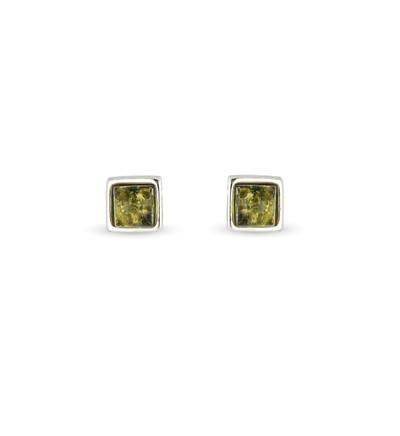Clous d'oreilles ambre sur argent.
