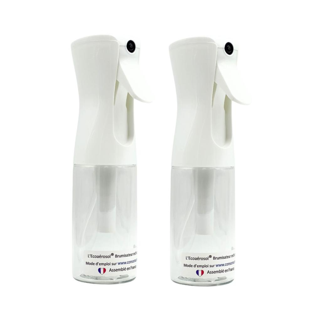 Lot de 2 brumisateurs d'eau rechargeables Ecoaerosol Transparent