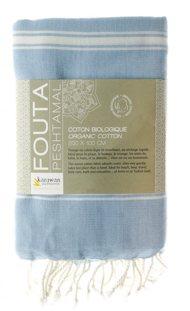 Fouta hammam coton bio, Nuage, serviette plage & bain 100x200 cm