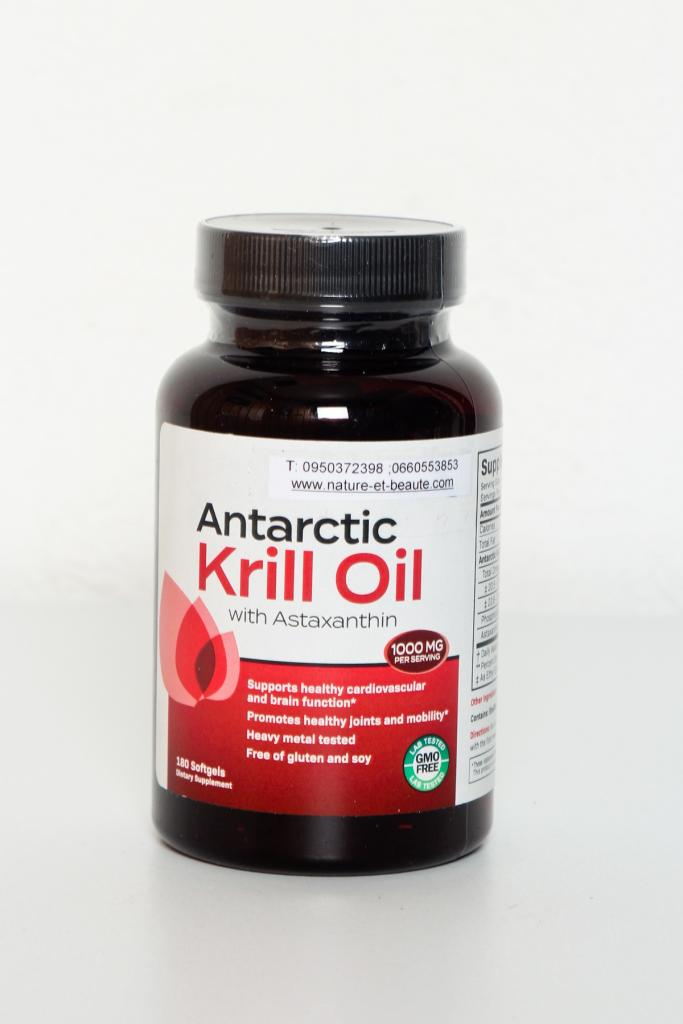 Huile de krill antarctique à l'astaxanthine, 1000 mg, 180 capsules à enveloppe molle