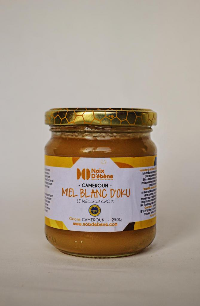 Le miel blanc d’Oku du Cameroun 1kg: Naturel et savoureux (label IGP) lot  de 4 pots