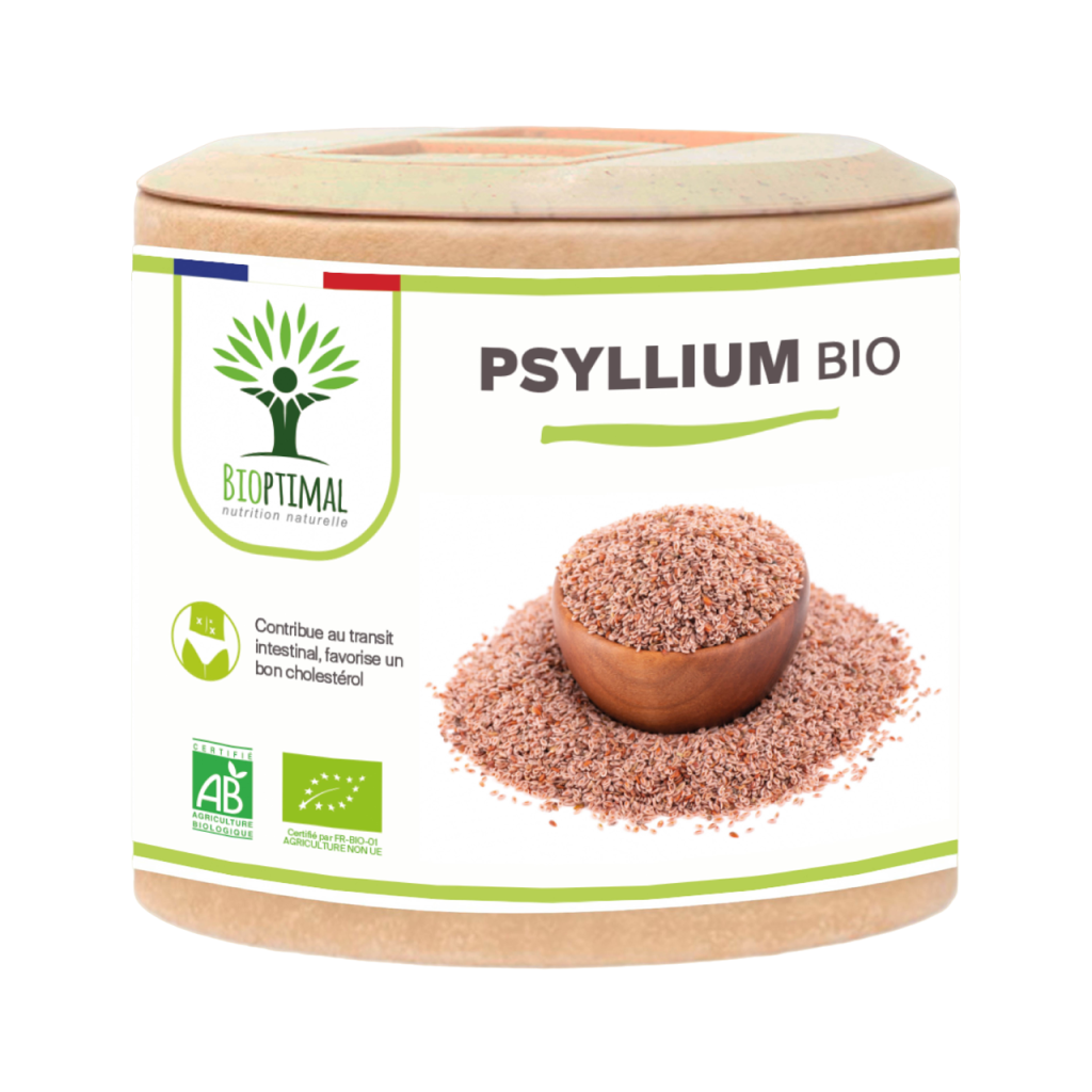 Psyllium Bio - Complément alimentaire - Digestion Transit Cholestérol - Fabriqué en France - Vegan - Certifié écocert - 60 gélules