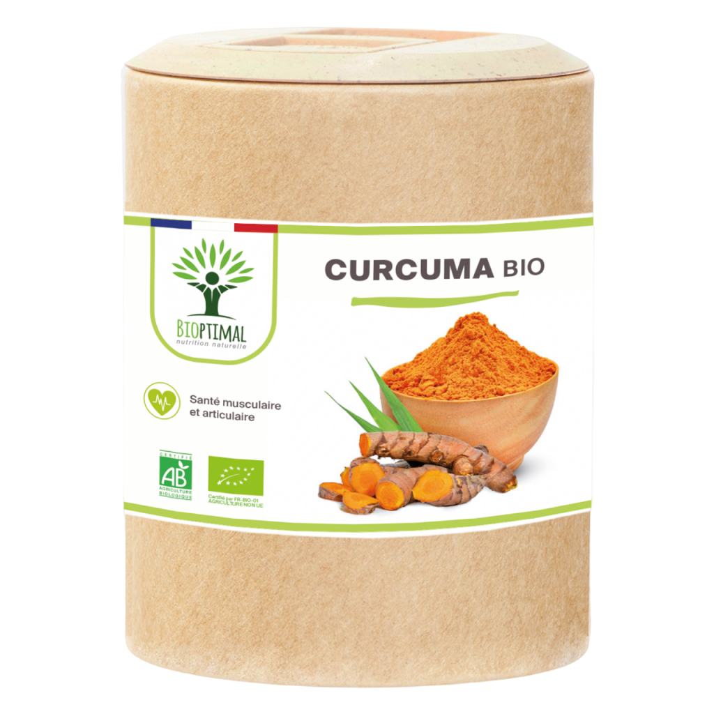 Curcuma + Poivre Noir Bio - Complément Alimentaire - Articulation Digestion - Fabriqué en France - BIOPTIMAL - 200 gélules