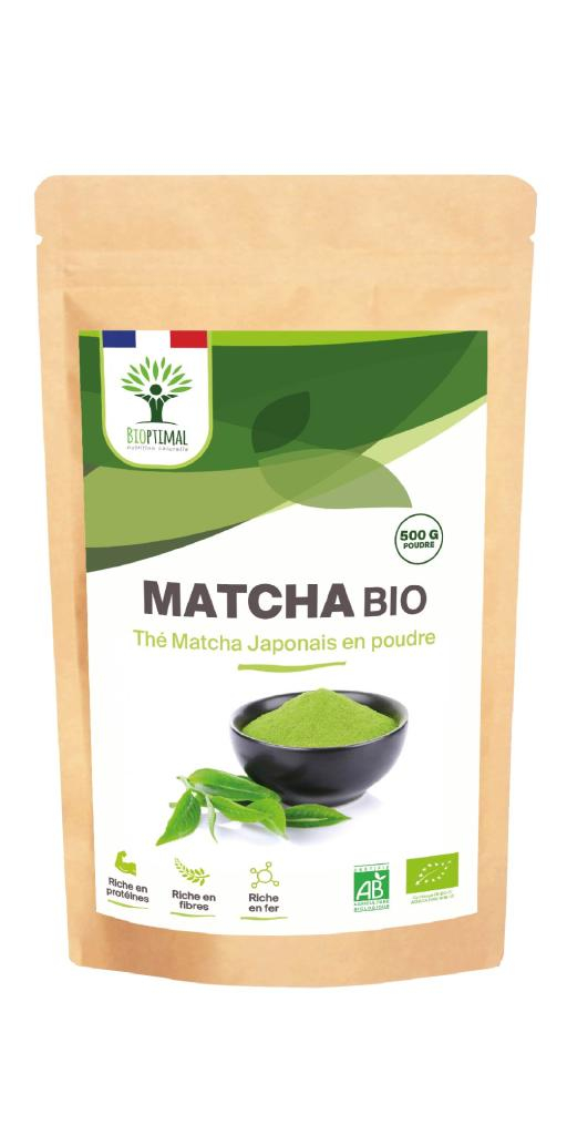Thé Matcha Japonais Bio en Poudre - Colorant Alimentaire Vert - Infusion -  Conditionné en France - Certifié écocert - 500g