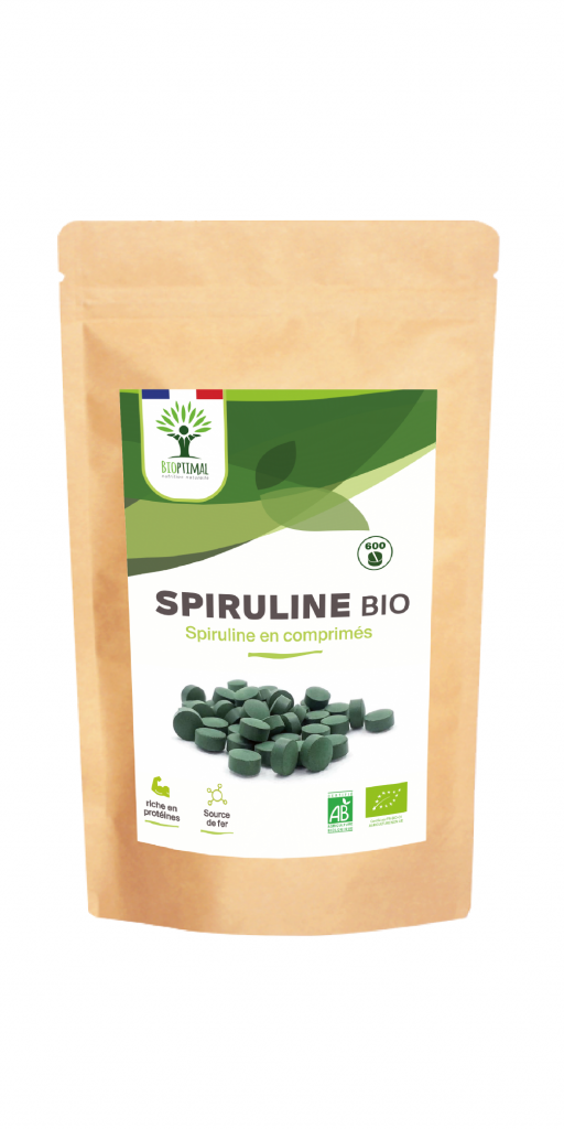 Spiruline Bio - Complément alimentaire - Protéines Phycocyanine Fer - Conditionné en France - Vegan - Certifié écocert - 600 Comprimés