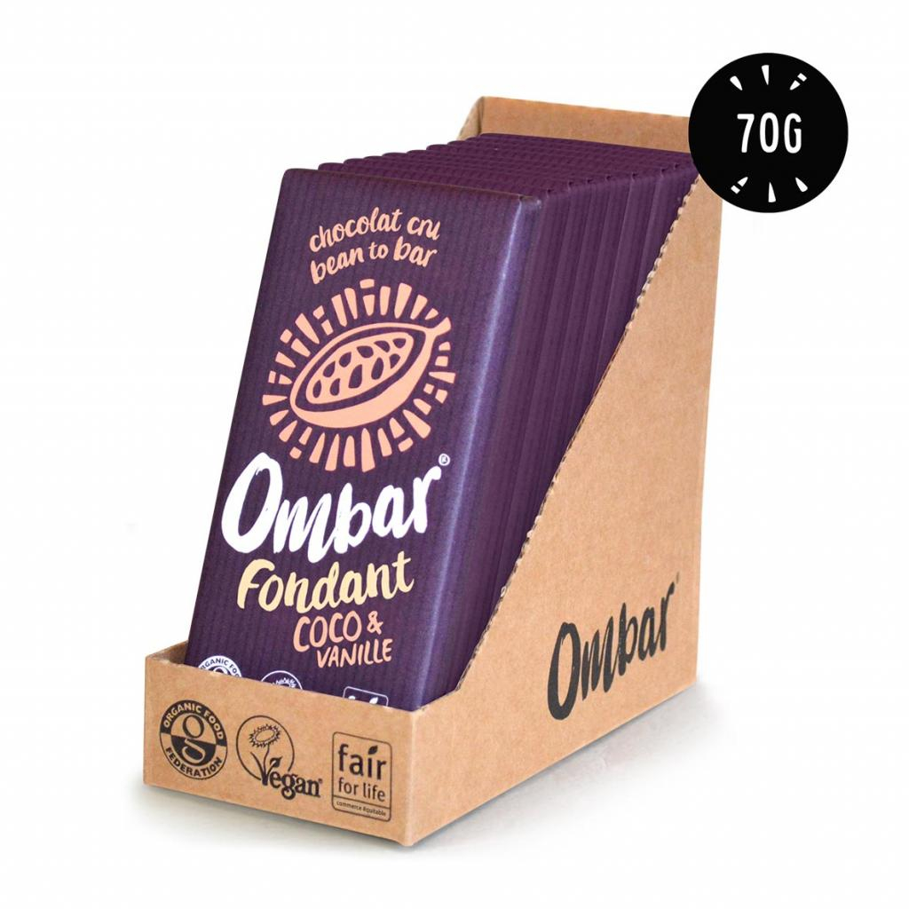 Lot de 9+1 Chocolat Cru Fondant Vanille-Coco 70g Bio - Ombar