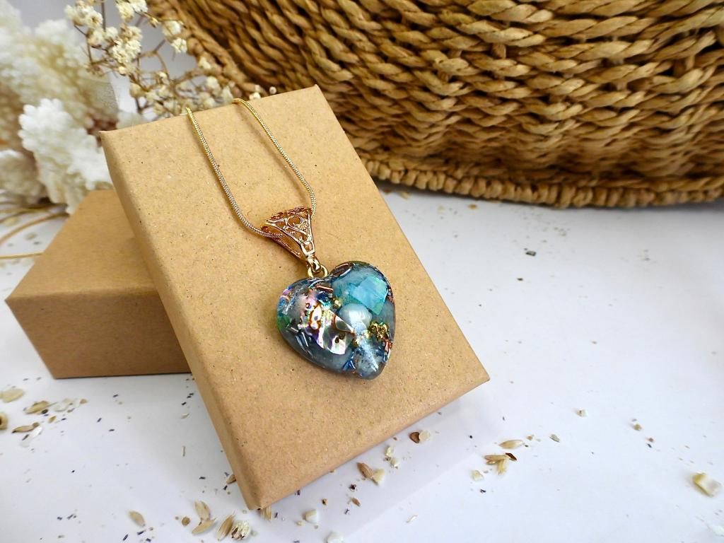 Pendentif orgonite coeur new Douceur Marine