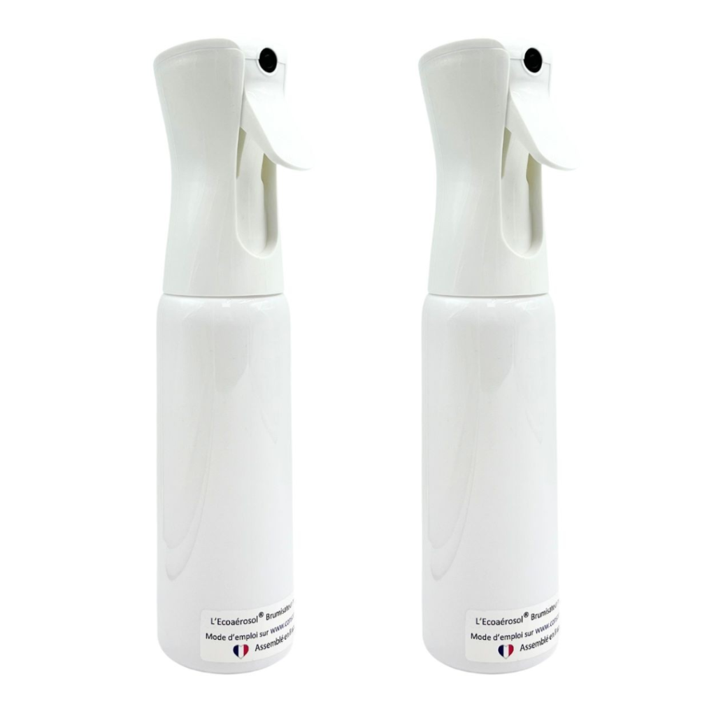 Lot de 2 brumisateurs d'eau rechargeables Ecoaerosol Transparent