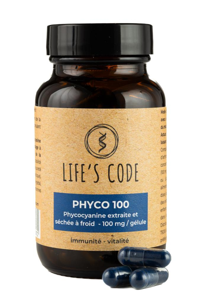 Phyco 100 : Phycocyanine lyophilisée nature 100 mg par gélule - 90 Gélules végétales