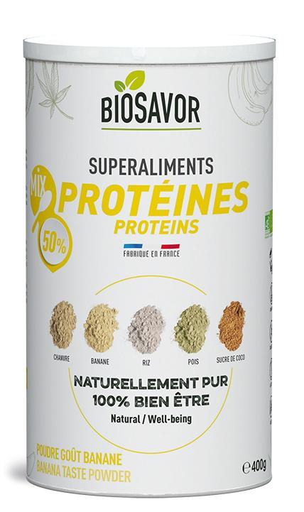 Mix de protéines Bio - Saveur Banane - 400g -  Fabriqué en France 