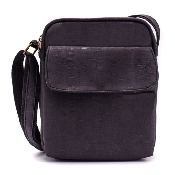 Sac à bandoulière liège artisanal "Just men" Noir