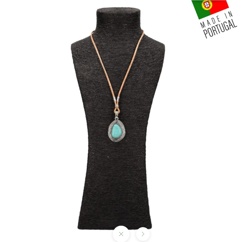 Collier en liège artisanal "Pierre Bleue"