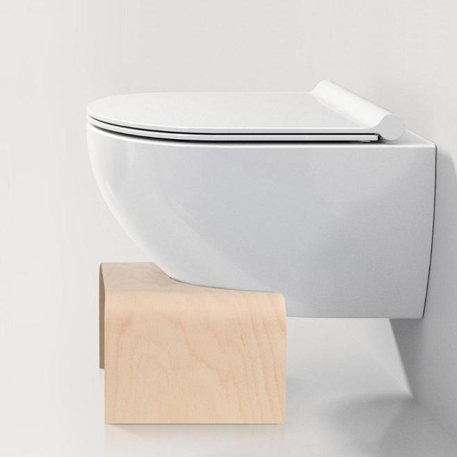 Tabouret Physiologique Beige Pour Toilettes - Fabriqué En France, Plastique Recyclé + Fibre De Bois, Confort Digestion