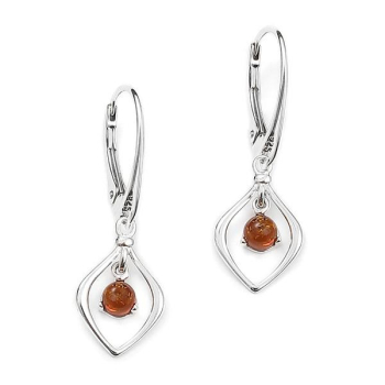 Boucles D'oreilles En Argent 925 Avec Ambre - Occasion - Bijou Naturel Et élégant