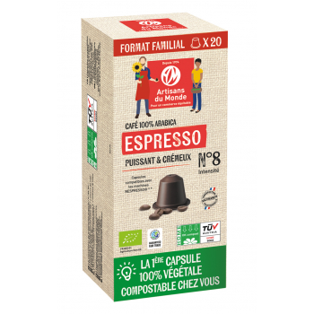 Capsules espresso bio 100g x20 capsules honduras mexique