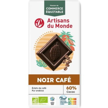 Chocolat noir 60% éclats de café - bio - 100g