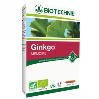 Ginkgo Bio Mémoire - 20 ampoules - Biotechnie