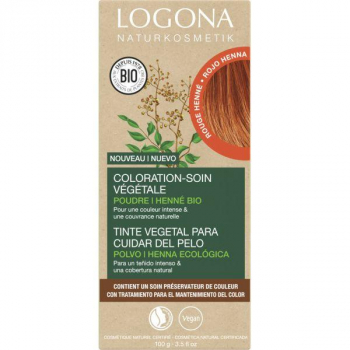 Soin colorant Bio 100 % Végétal - Rouge Hénné - 100 gr - Logona