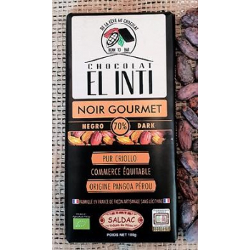 Chocolat noir Bio 70 % de cacao, sans lécithine - 100 g 