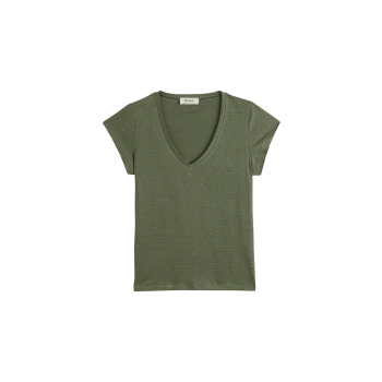 T-shirt col V femme lin 